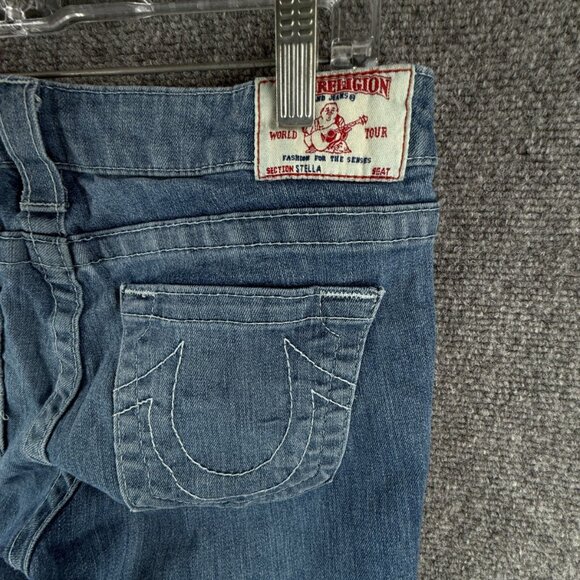 True Religion Blue Jeans Women 31x26 USA Denim Embroidered Urban Adult Ladies - Picture 11 of 13